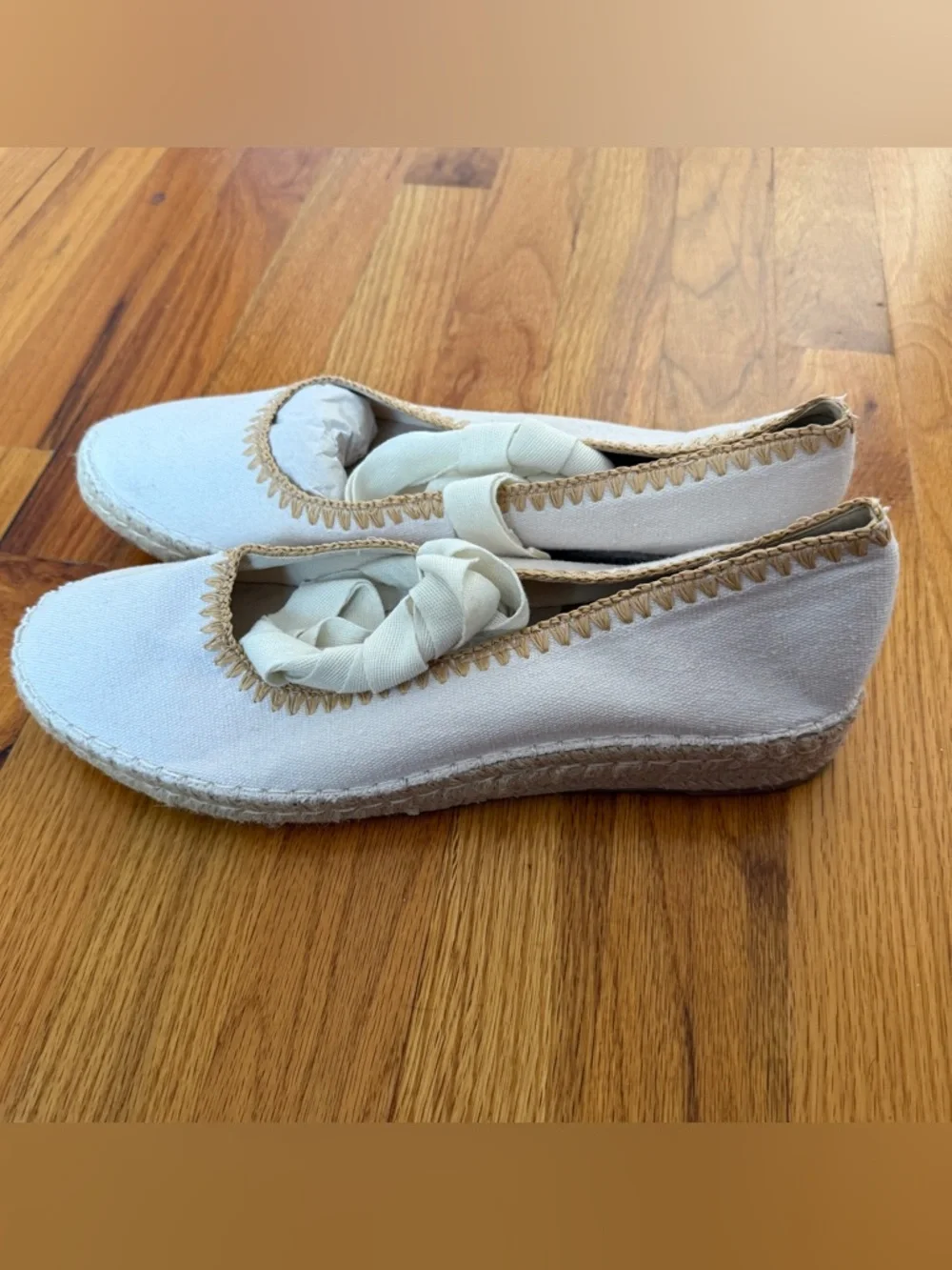 DOLCE VITA Women’s White Canvas Lace Up Espadrille Flats Size 12 NEW